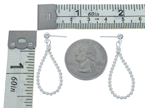 Native American Sterling Silver Bead Post Dangle Earrings X10972